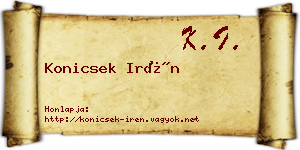 Konicsek Irén névjegykártya